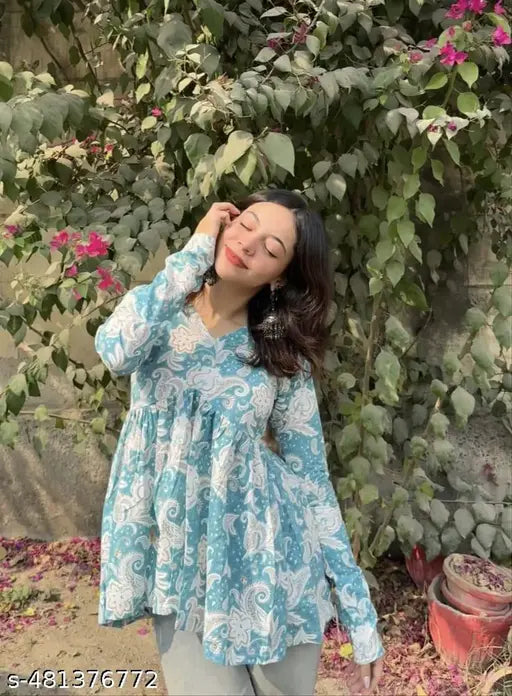 Rayon Printed Short Kurti for Women OR Girls